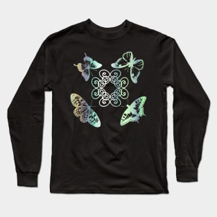 Butterflies around a flower in pastel colors Long Sleeve T-Shirt